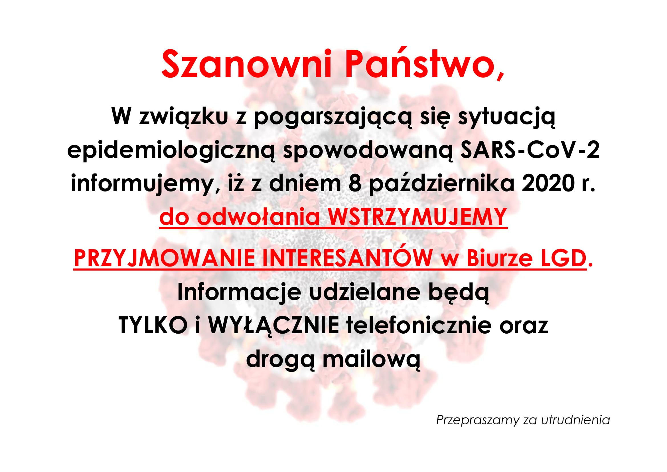 informacja COVID na stron 1
